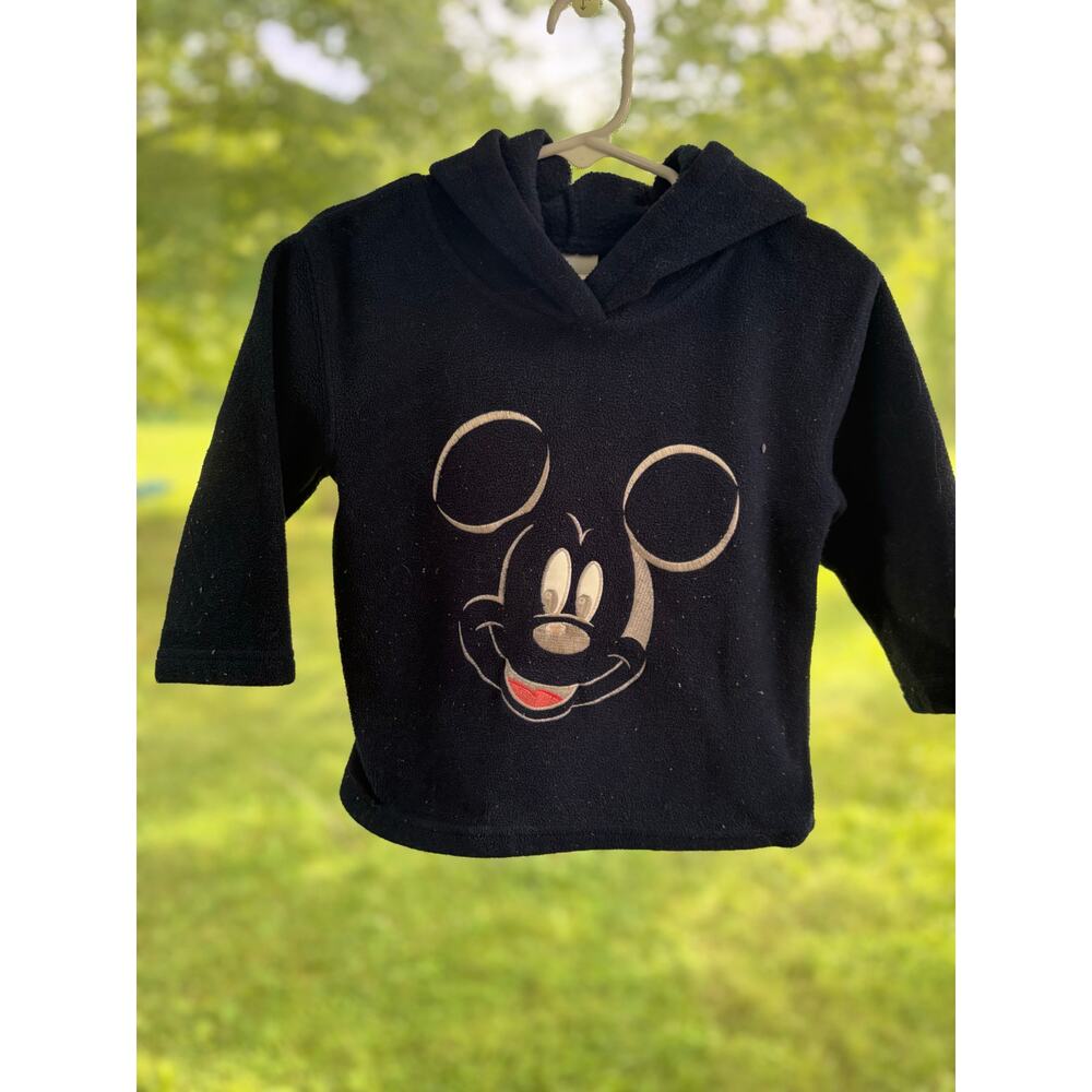 Vintage Disney Kids Mickey Mouse Black Fleece Hoodie 2T Rainbow Tag 90s Toddler